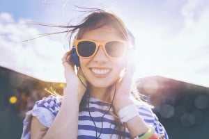 Teen Girl Listening to Music