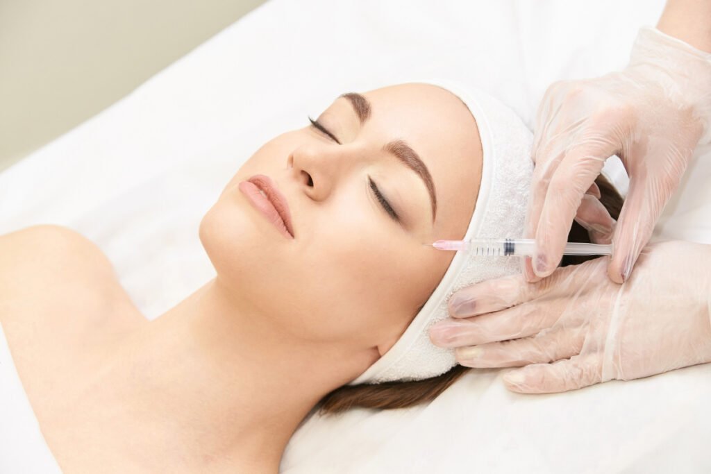 Woman getting injectable treatment at a med spa